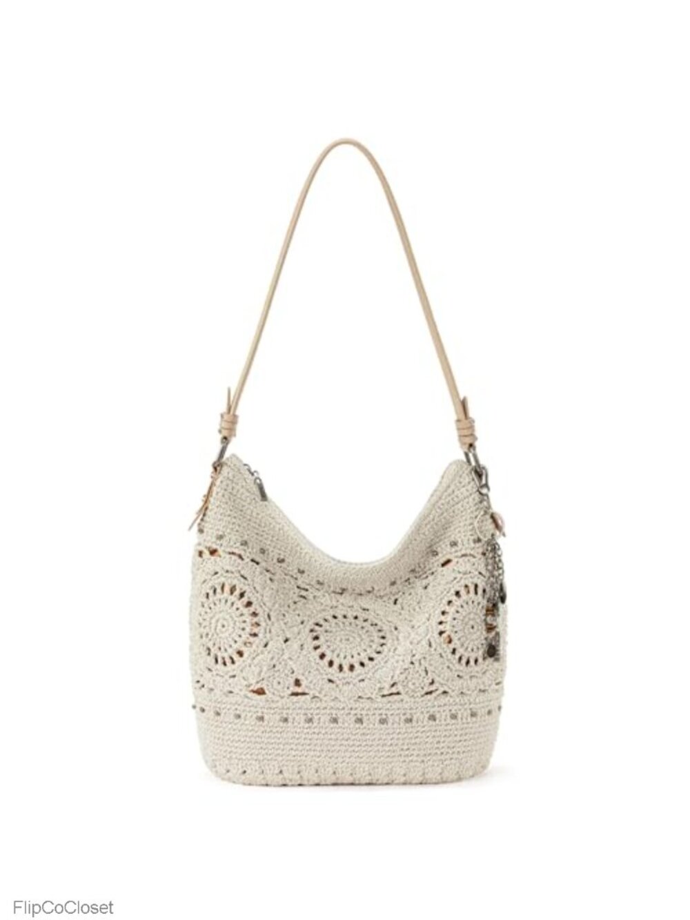 Hand Crochet Hobo Bag Large Shoulder Purse Vegan Lining Everyday Travel